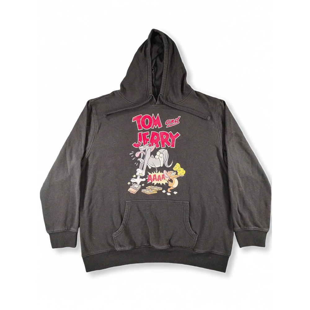 Tom and Jerry Graphic Pullover Hoodie XL Cotton Blend Streetwear Retro